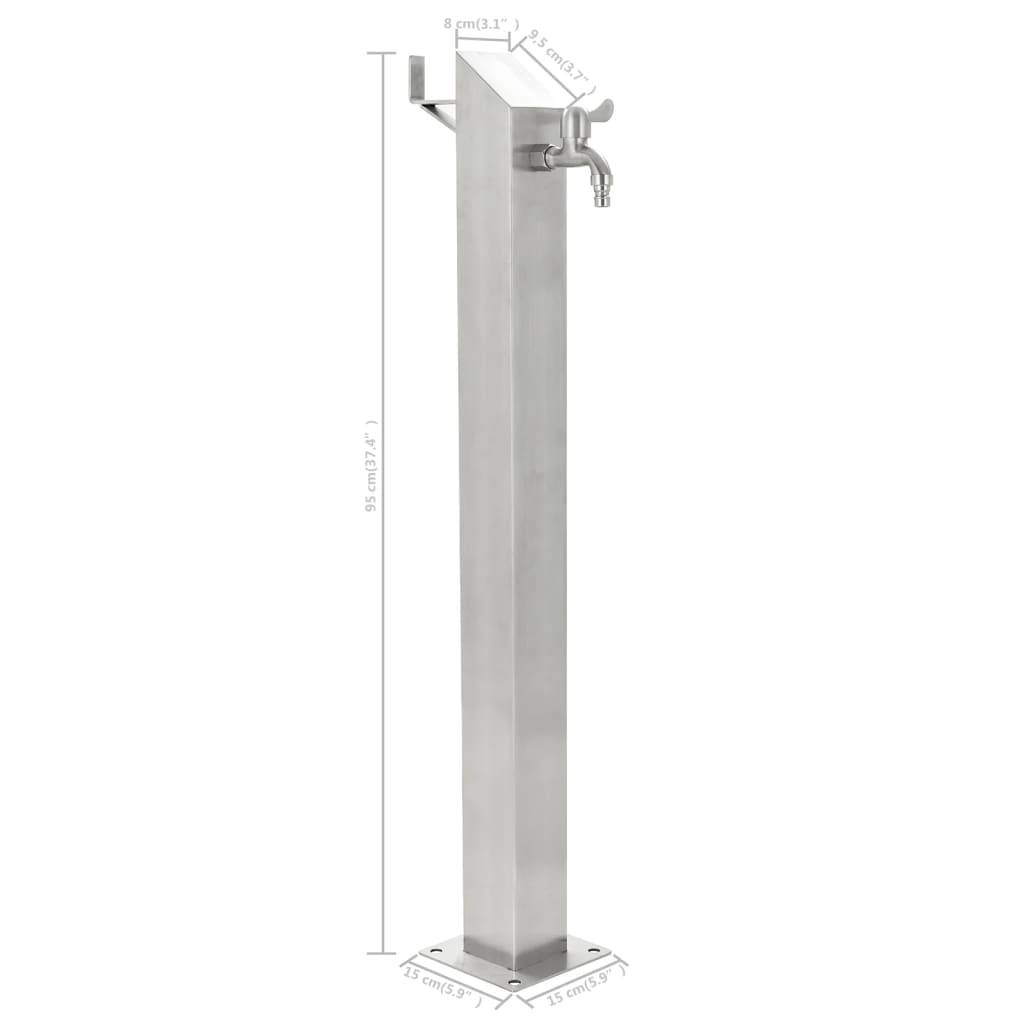 PANGIVO - Colonne d'eau acier inoxydable argenté 15 x 15 x 95 cm - PANGIVO - Image 8