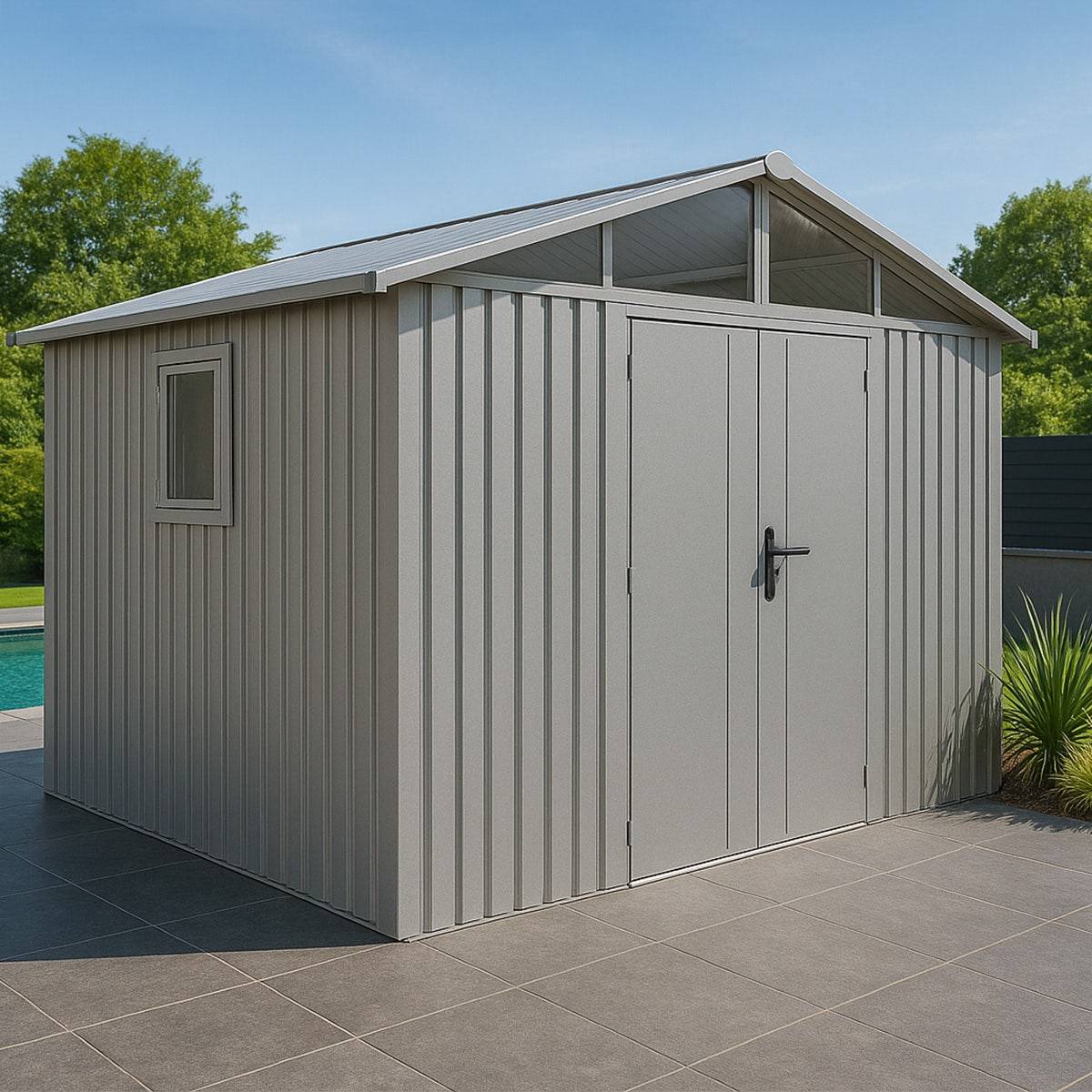 Trigano Jardin - Abri de jardin Aluminium Blanc 5.71 m² + kit d'ancrage - Image 1