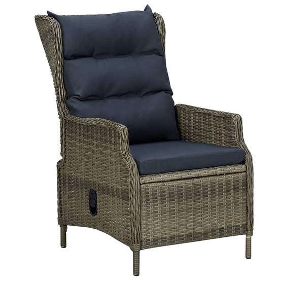 Chaise de jardin inclinable - Fauteuil De Jardin avec tabouret Résine tressée Marron - Image 4