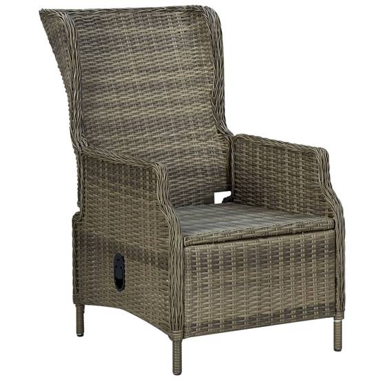 Chaise de jardin inclinable - Fauteuil De Jardin avec tabouret Résine tressée Marron - Image 5