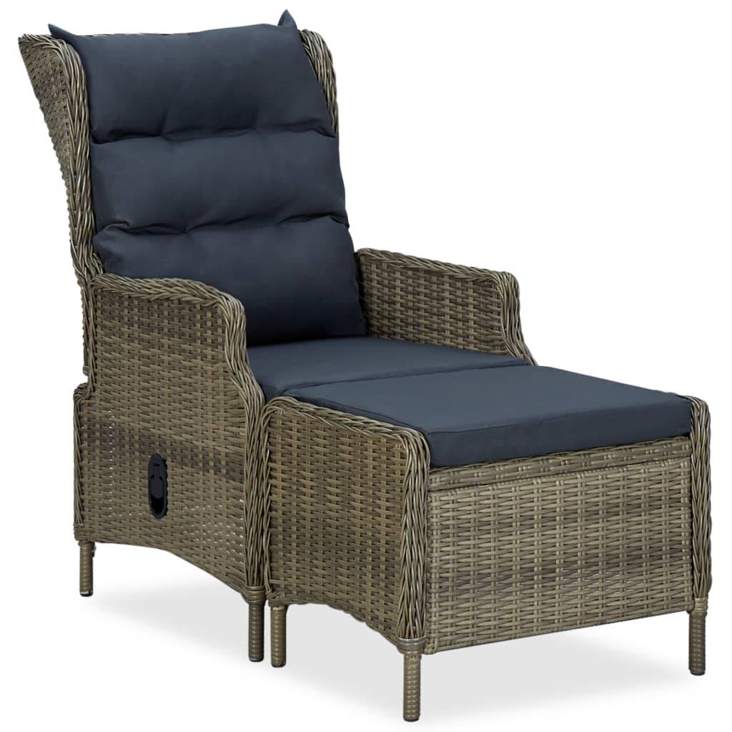 Chaise de jardin inclinable - Fauteuil De Jardin avec tabouret Résine tressée Marron - Image 2