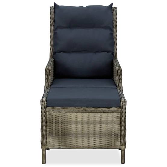 Chaise de jardin inclinable - Fauteuil De Jardin avec tabouret Résine tressée Marron - Image 3