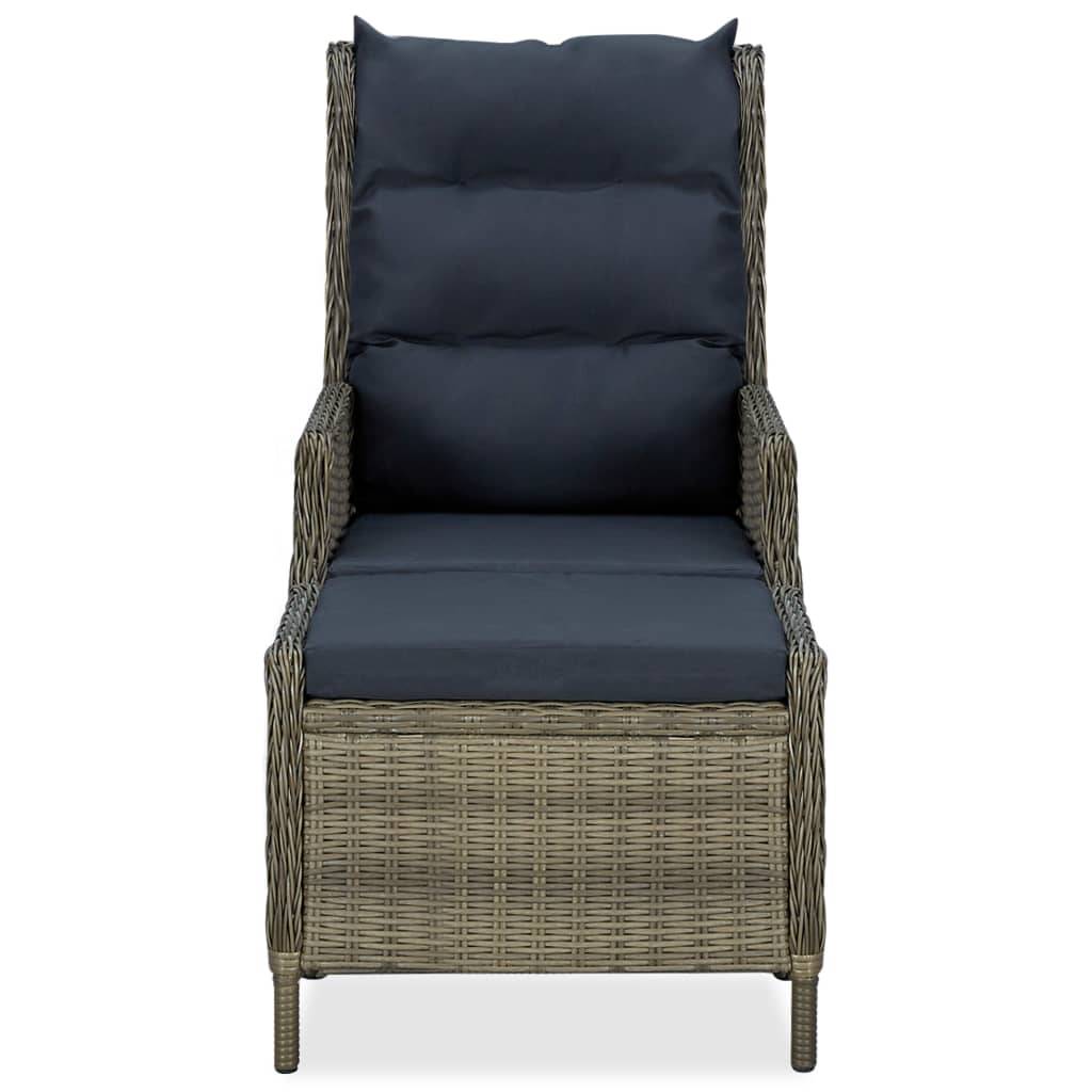 Chaise de jardin inclinable - Fauteuil De Jardin avec tabouret Résine tressée Marron - Image 3