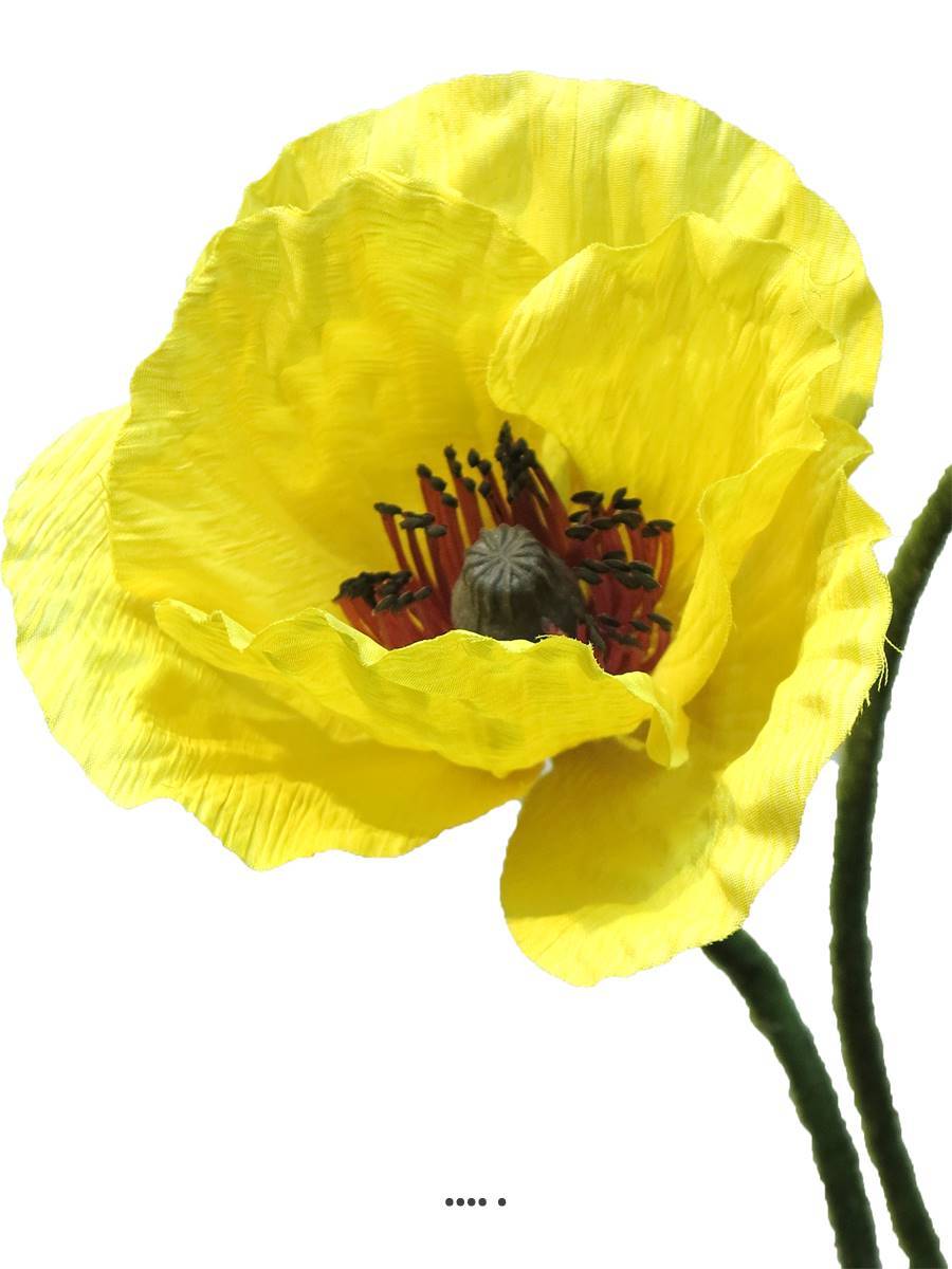 Artificielles - Pavot artificiel H60 cm 1 fleur et 1 bouton Superbe fleur Jaune - BEST - couleur: Jaune - Imagen 3