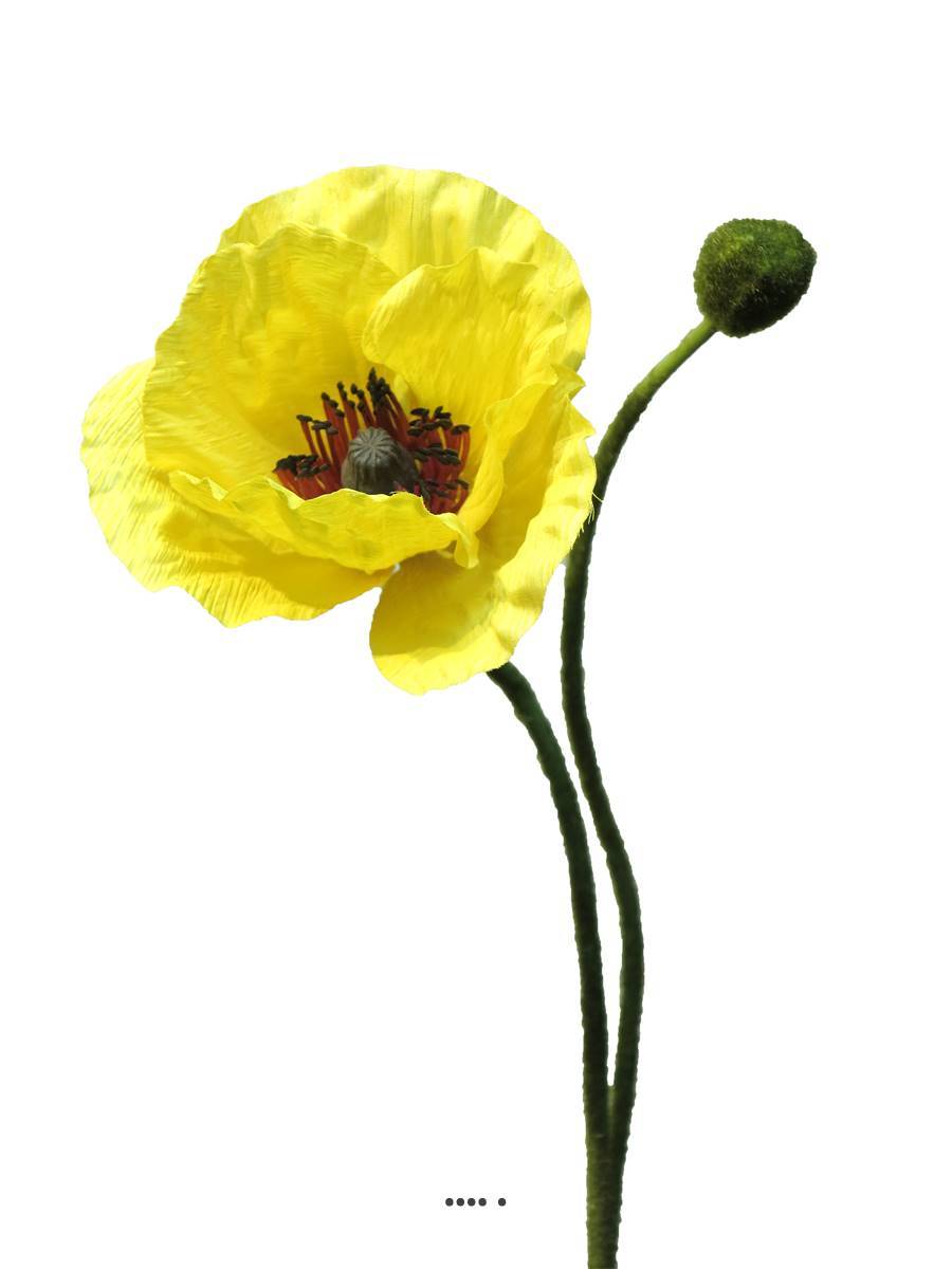 Artificielles - Pavot artificiel H60 cm 1 fleur et 1 bouton Superbe fleur Jaune - BEST - couleur: Jaune - Imagen 2