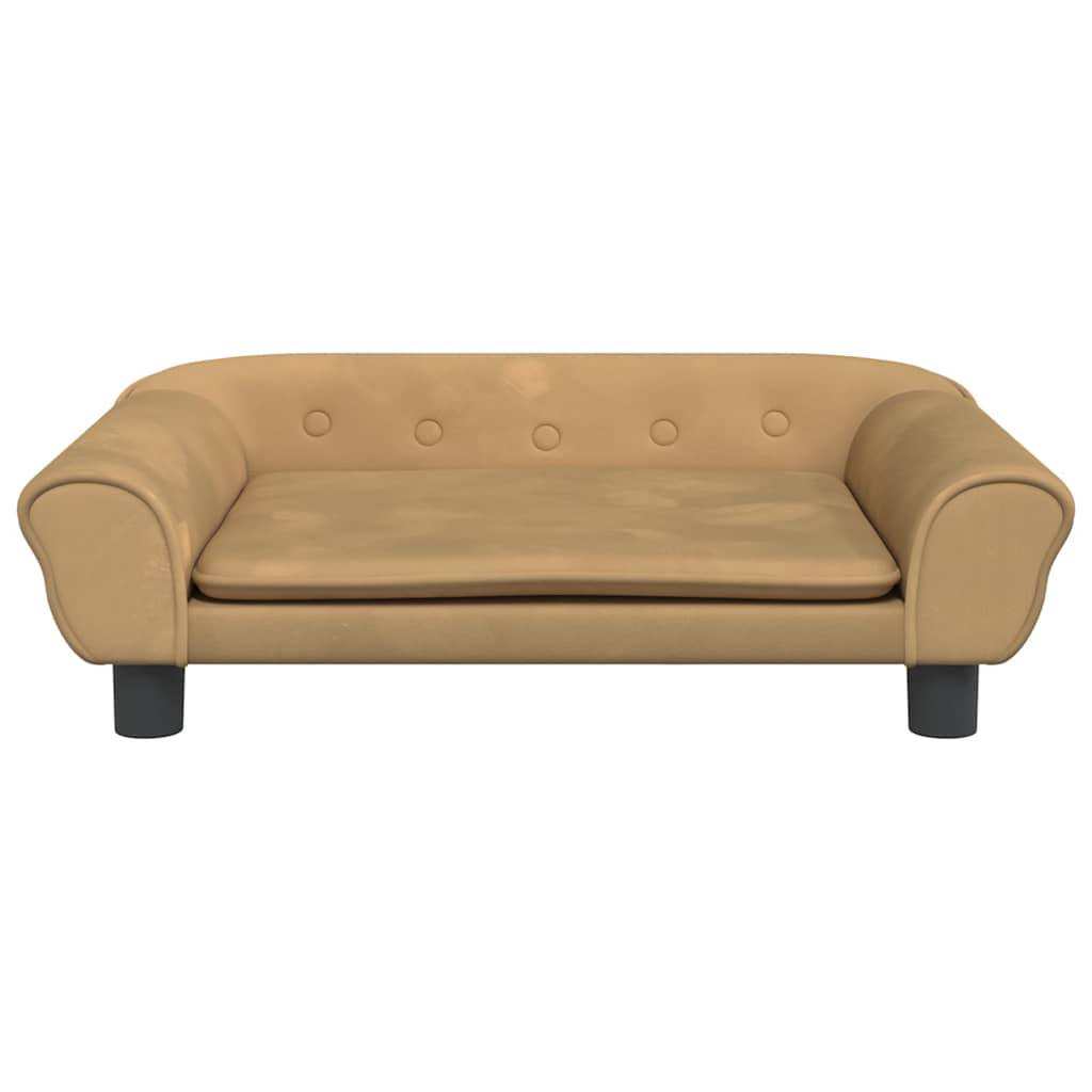 Petit canapé pour chien velours couchage confortable pour salon Marron 70x48 cm – ComfortXL Pet Living - Image 3