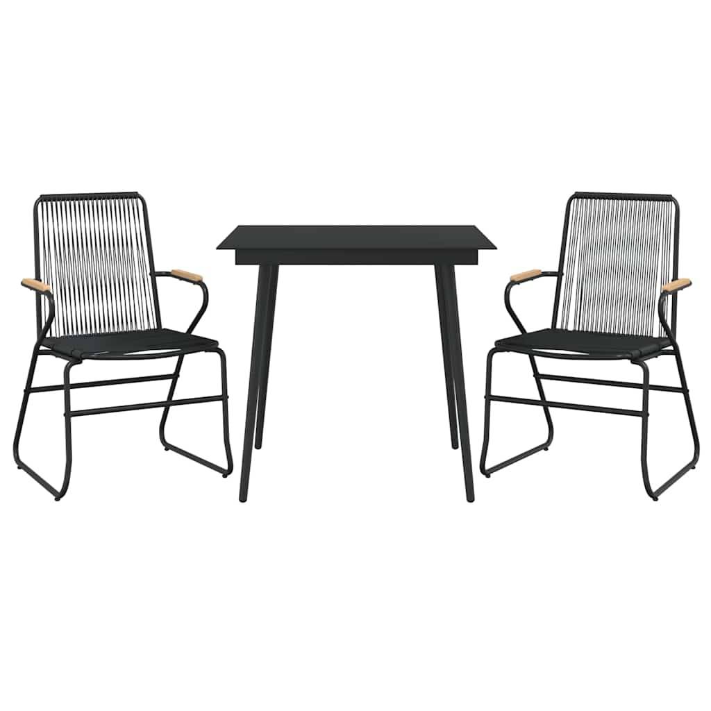 Vidaxl - Ensemble à manger de jardin 3 pcs-Salons de jardin noir rotin PVC 563530 - Image 3