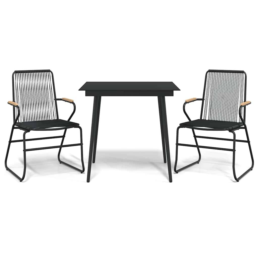 Vidaxl - Ensemble à manger de jardin 3 pcs-Salons de jardin noir rotin PVC 563530 - Image 2