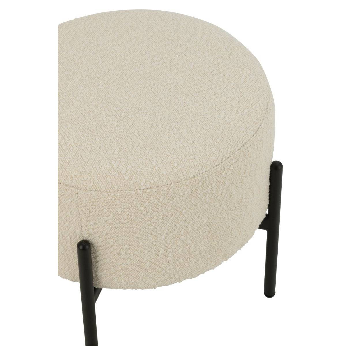 Tabouret en Tissu Bouclé "Aldo" 44cm Blanc - Imagen 3