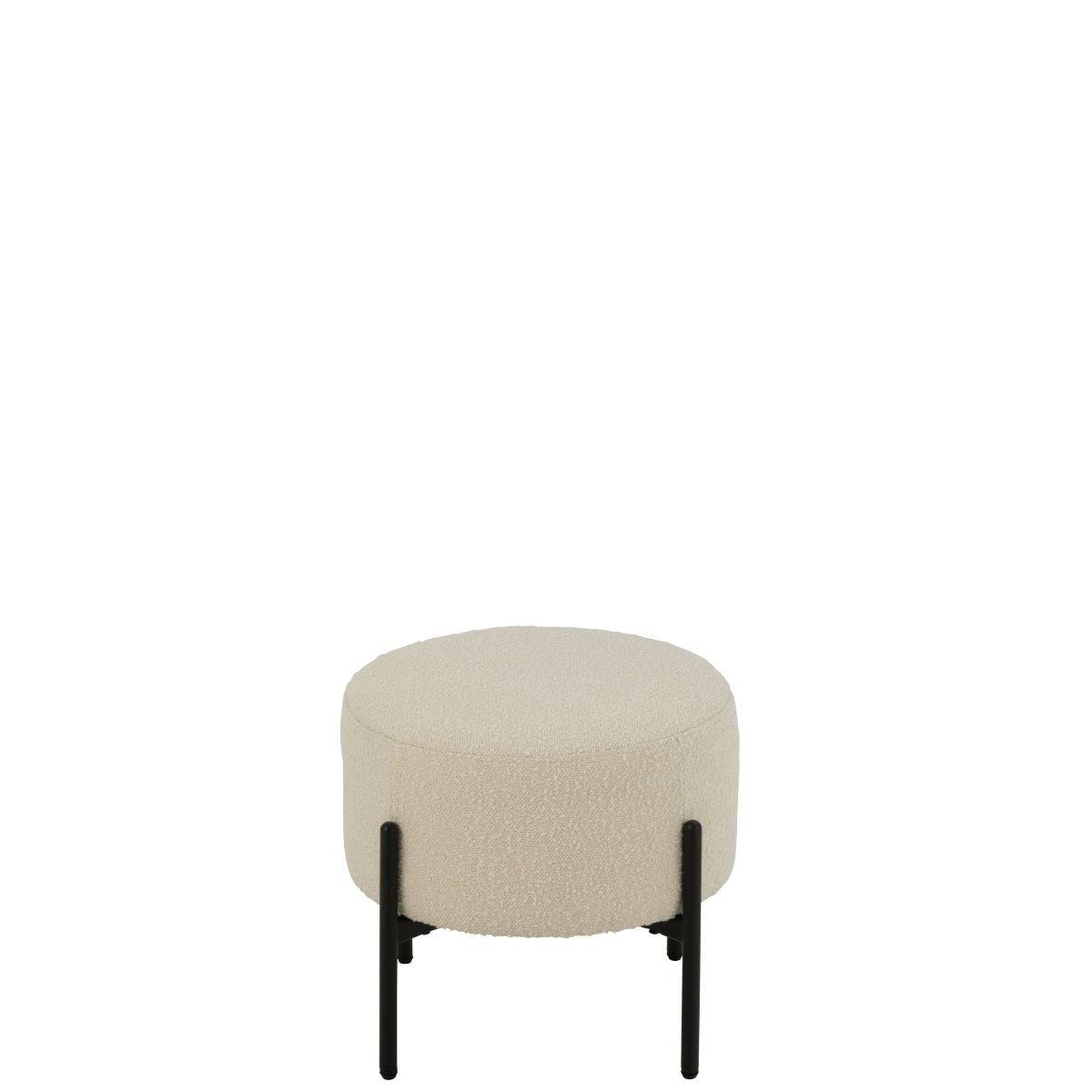 Tabouret en Tissu Bouclé "Aldo" 44cm Blanc - Imagen 2