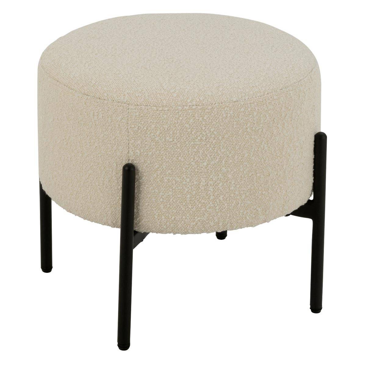 Tabouret en Tissu Bouclé "Aldo" 44cm Blanc - Imagen 1