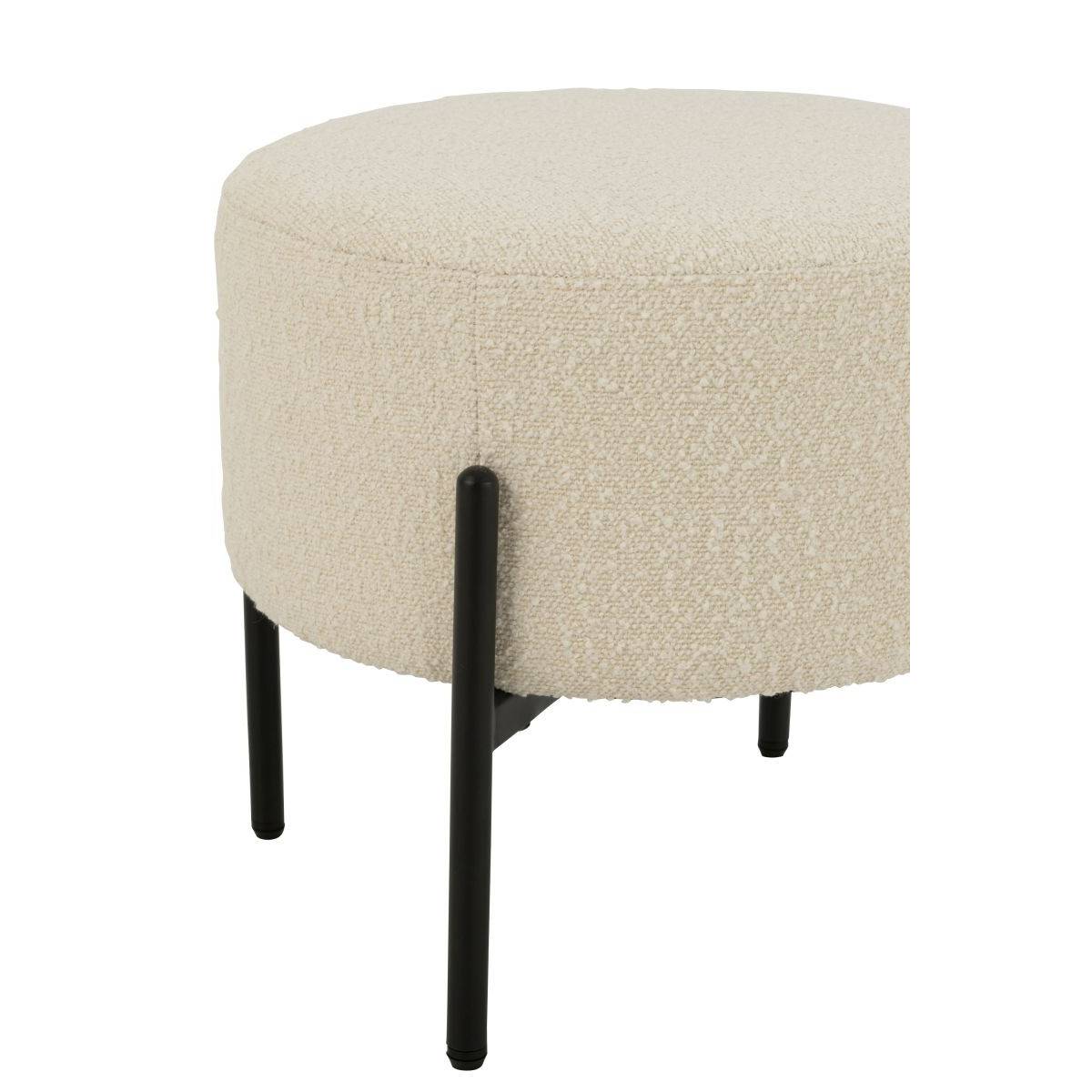 Tabouret en Tissu Bouclé "Aldo" 44cm Blanc - Imagen 4