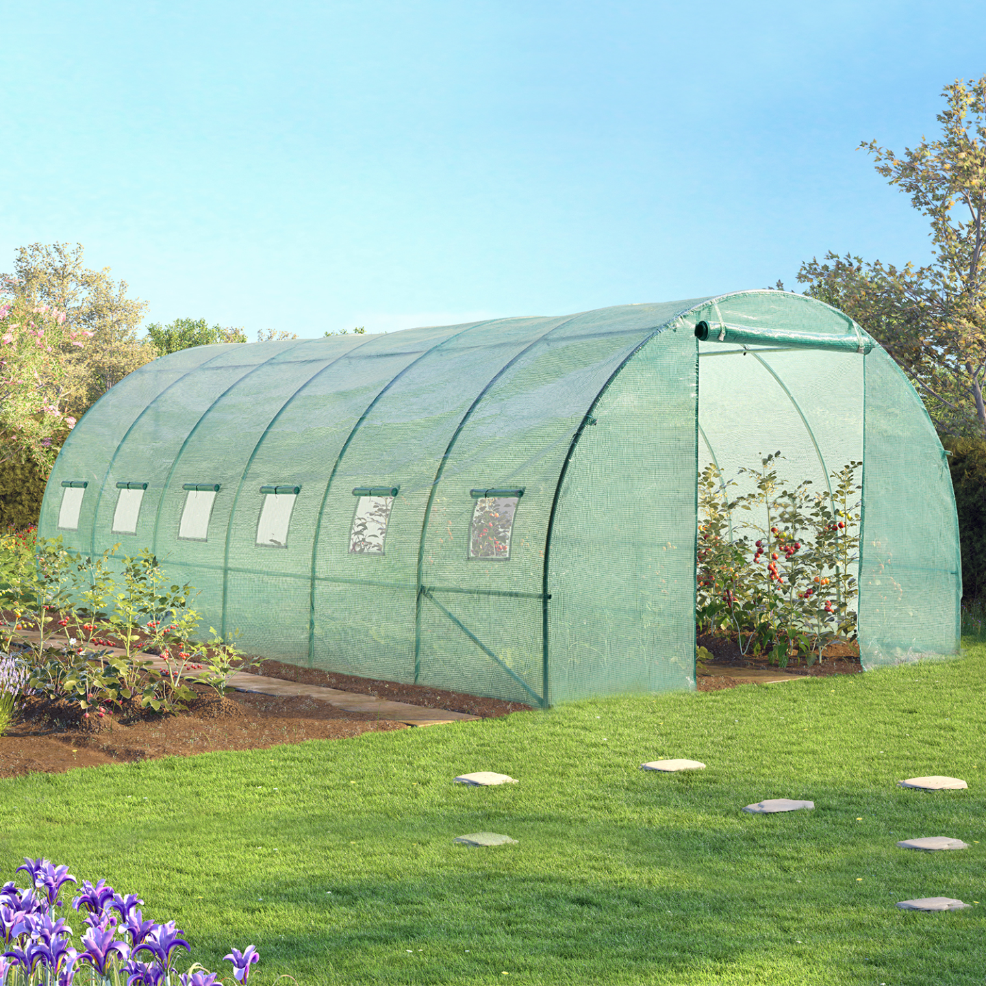 Serre tunnel de jardin 18m² verte gamme maraîchère CRIMÉE 6x3m - Image 1