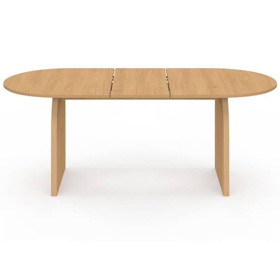 Table à manger extensible japandi ovale EDITH 6-10 personnes en bois façon hêtre 160 - 200 cm - Image 3