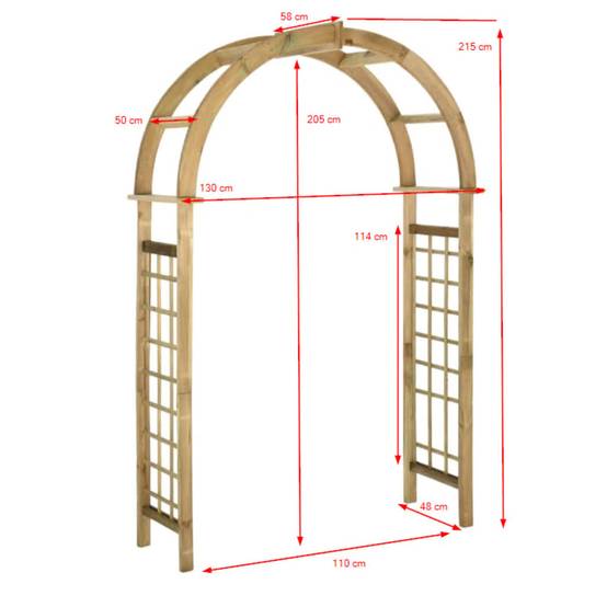 Arche avec Treillis Bois Pin Massif Imprégné Rosiers 130x58x215cm - ComfortXL Outdoor Living - Image 6