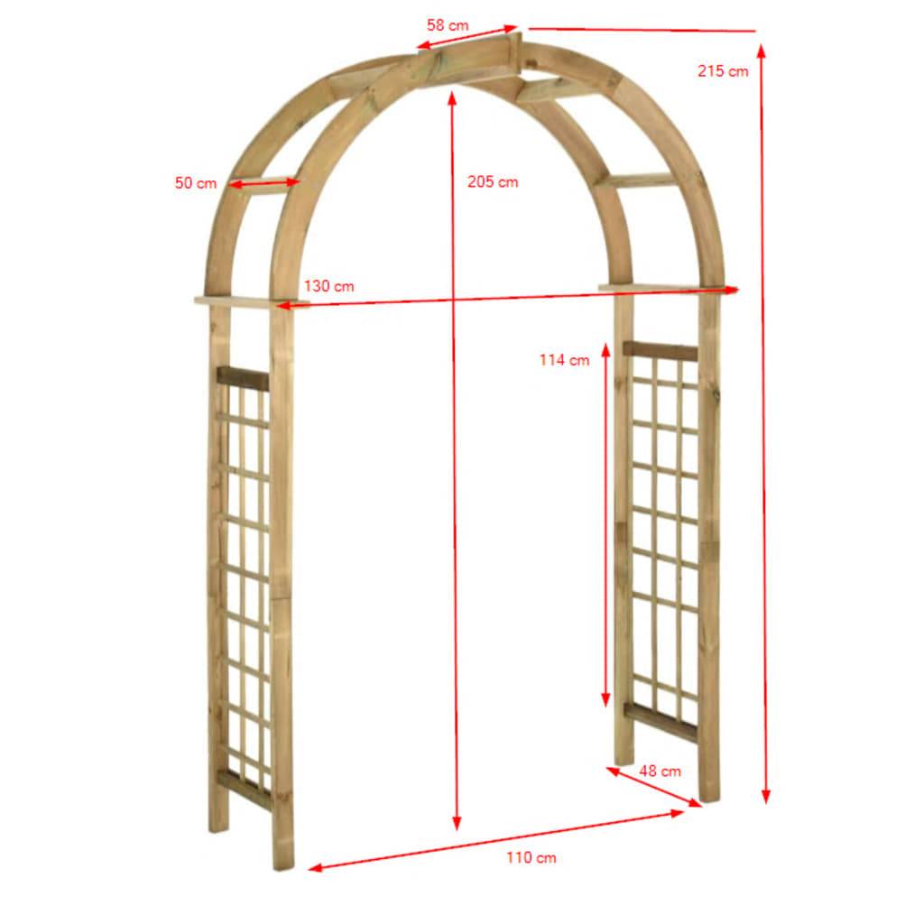 Arche avec Treillis Bois Pin Massif Imprégné Rosiers 130x58x215cm - ComfortXL Outdoor Living - Image 6