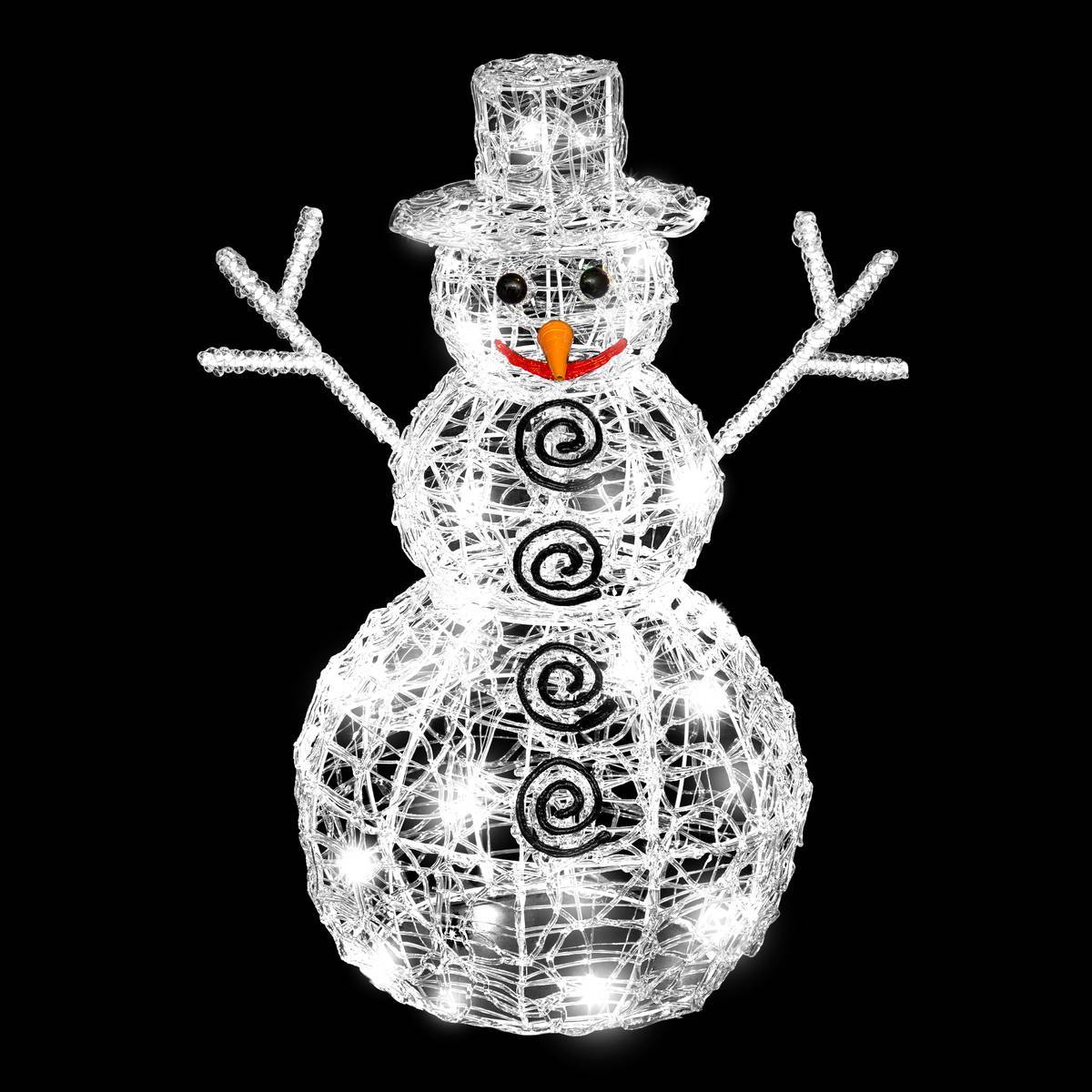 Fééric Lights & Christmas - Forme acrylique bonhomme de neige 3D lumineuse 80 LED H.60cm extérieur blanc froid - Feeric Lights & Christmas - Imagen 1