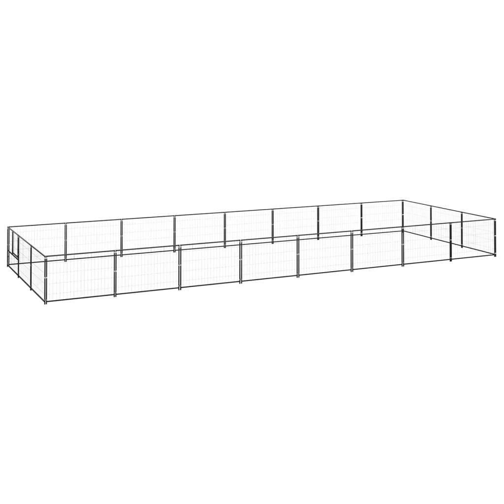 Helloshop26 - Chenil extérieur cage enclos parc animaux chien noir 24 m² acier - Imagen 1