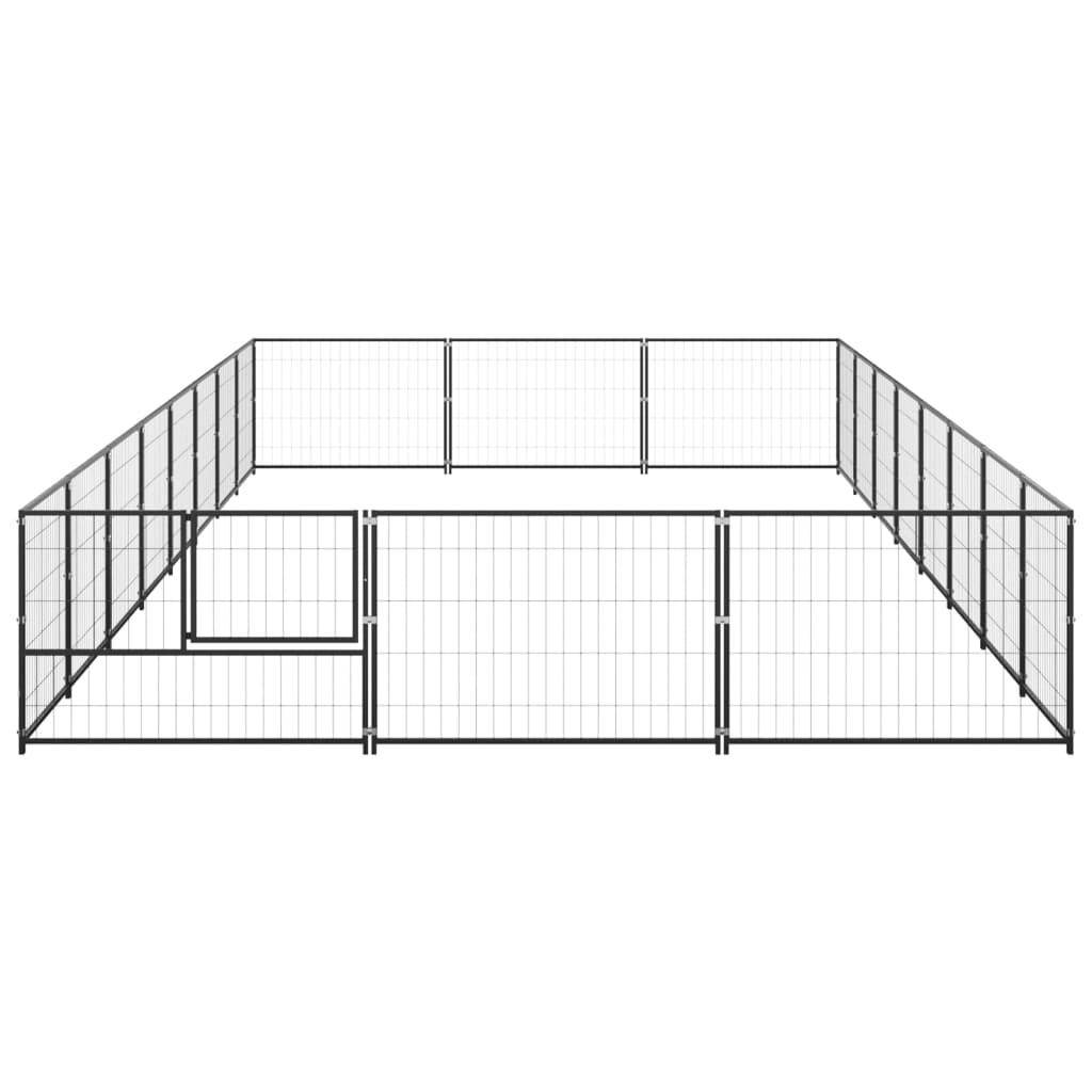 Helloshop26 - Chenil extérieur cage enclos parc animaux chien noir 24 m² acier - Imagen 4