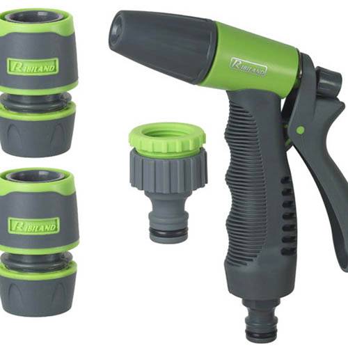 Ribimex - Kit d'arrosage bi-matière Soft-Touch pistolet, 2 raccords, nez de robinet
