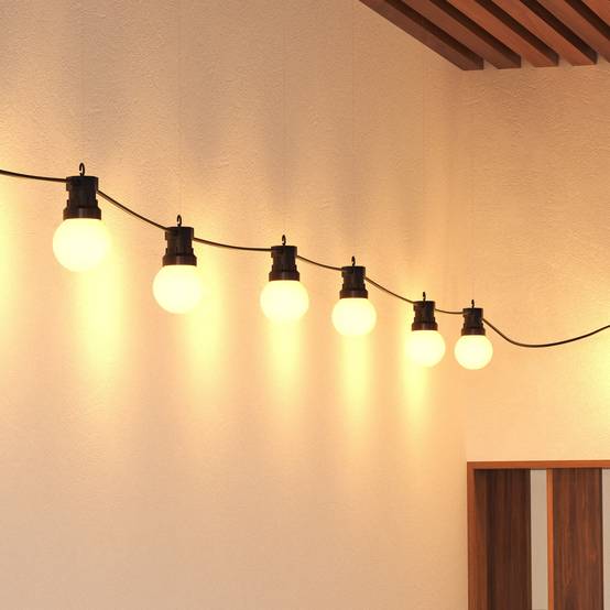 Guirlande d'extérieur solaire "Soa" noir & blanc H800cm ATMOSPHERA CREATEUR D'INTERIEUR - Image 1