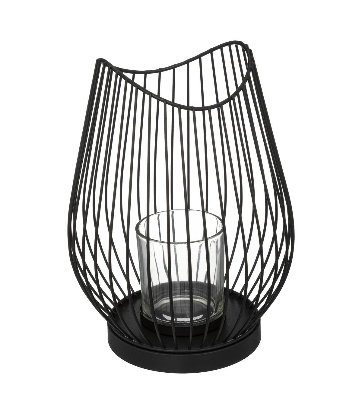 Bougeoir Photophore en métal filaire noir D 17 x H 23,5 cm - Image 1