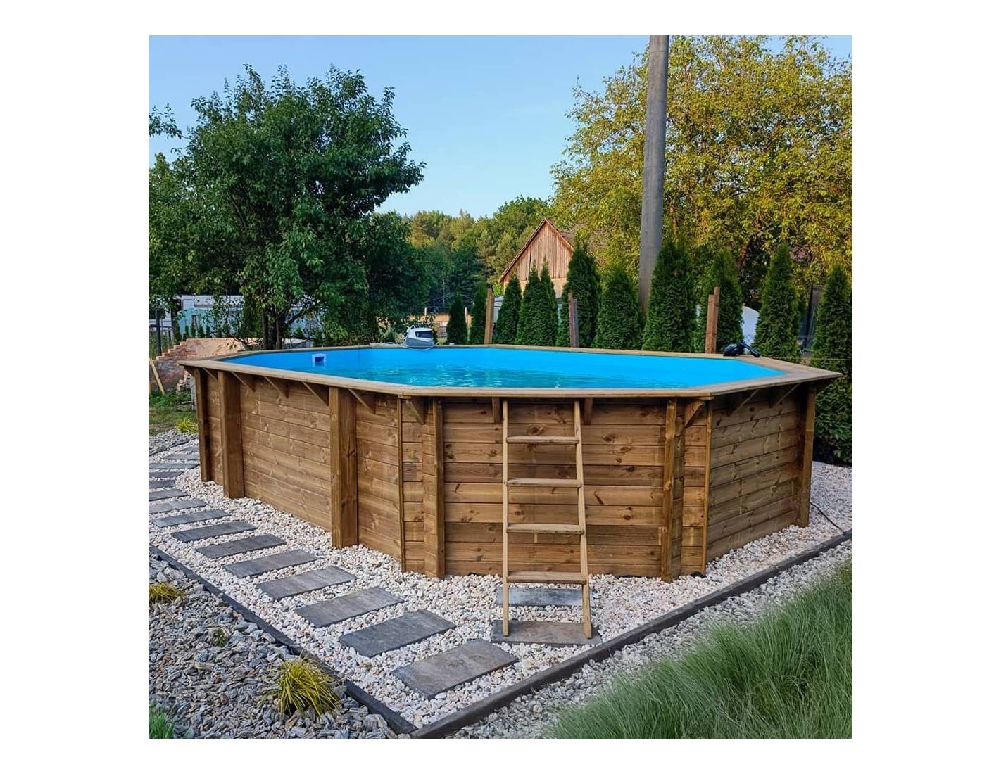 Altanka - Piscine en bois Nemo 7.3x3.97 - H.1.45 m fixations à sceller - BAS7305OSPI+SZA - Imagen 6