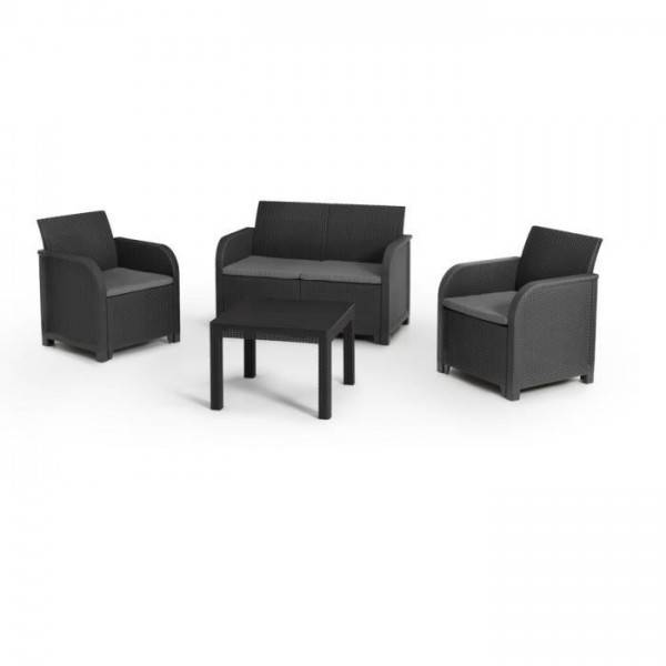 Salon de jardin en résine – Allibert by KETER - 4 personnes – SAN REMO – Gris graphite - Image 1
