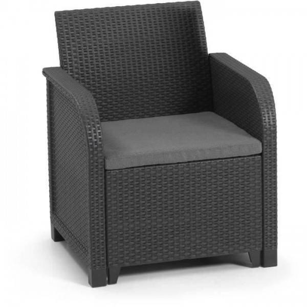 Salon de jardin en résine – Allibert by KETER - 4 personnes – SAN REMO – Gris graphite - Image 2