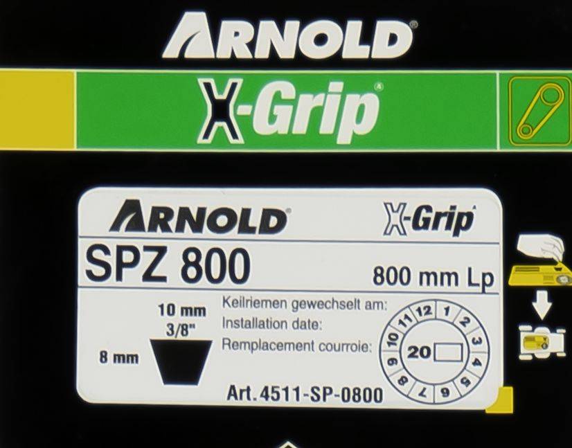 Arnold - Courroie trapézoïdale X-Grip V de type SPZ 800 Arnold - Imagen 2