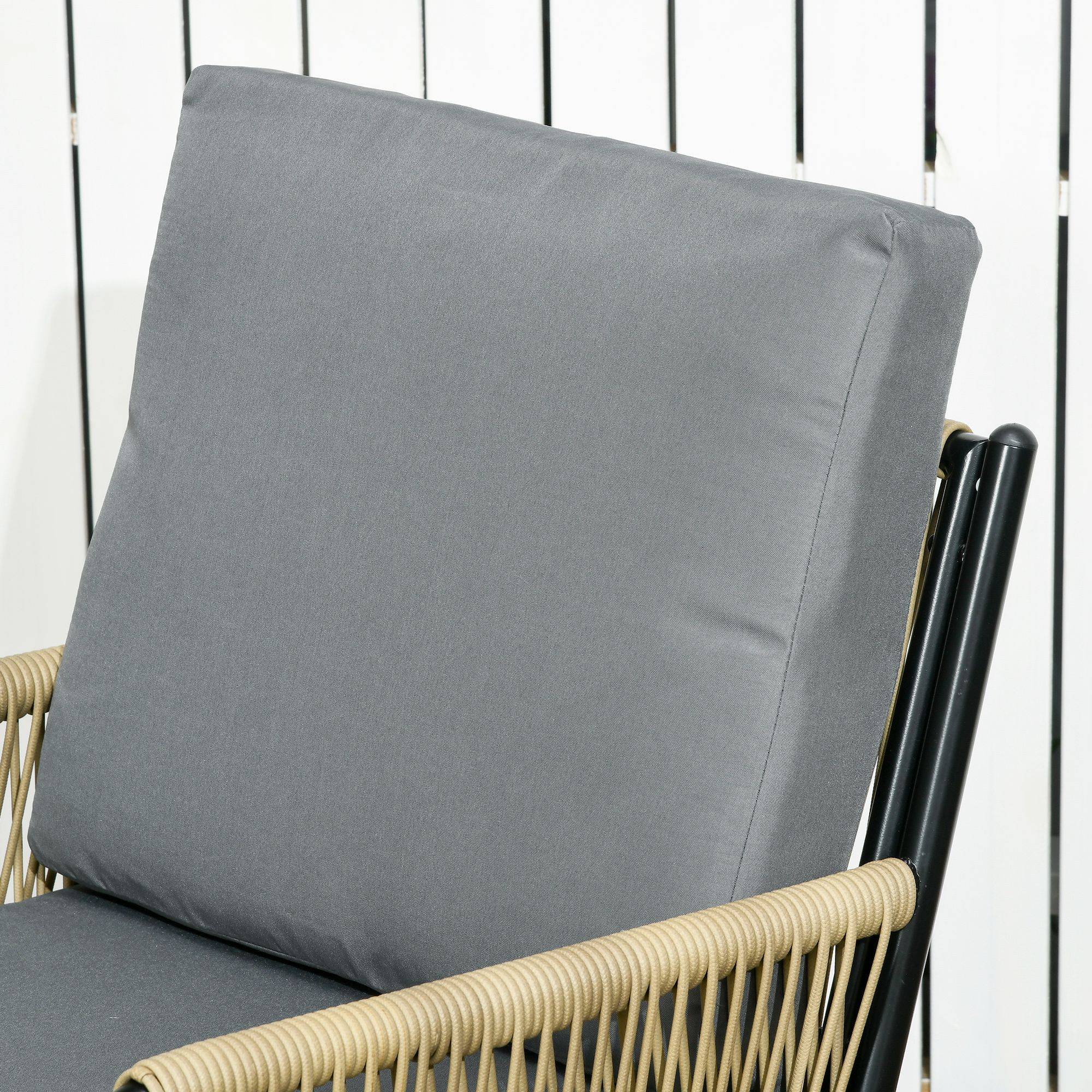 Outsunny - Salon de jardin en résine tressée modulable 4 pers. 5 pièces avec 1 canapé 2 fauteuils et 2 tables basses rondes acier sable - Outsunny - Imagen 8