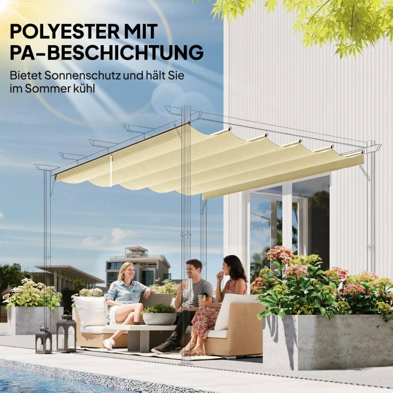 Toile de rechange pergola Polyester Jardin Anti-UV et drainage 2,5x2,55m Blanc crème - ComfortXL Outdoor Living - Image 5