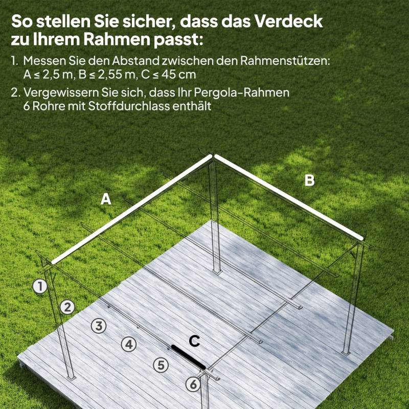 Toile de rechange pergola Polyester Jardin Anti-UV et drainage 2,5x2,55m Blanc crème - ComfortXL Outdoor Living - Image 4