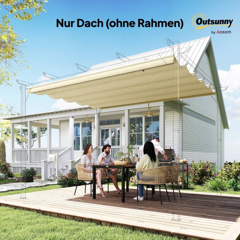Toile de rechange pergola Polyester Jardin Anti-UV et drainage 2,5x2,55m Blanc crème - ComfortXL Outdoor Living - Image 8