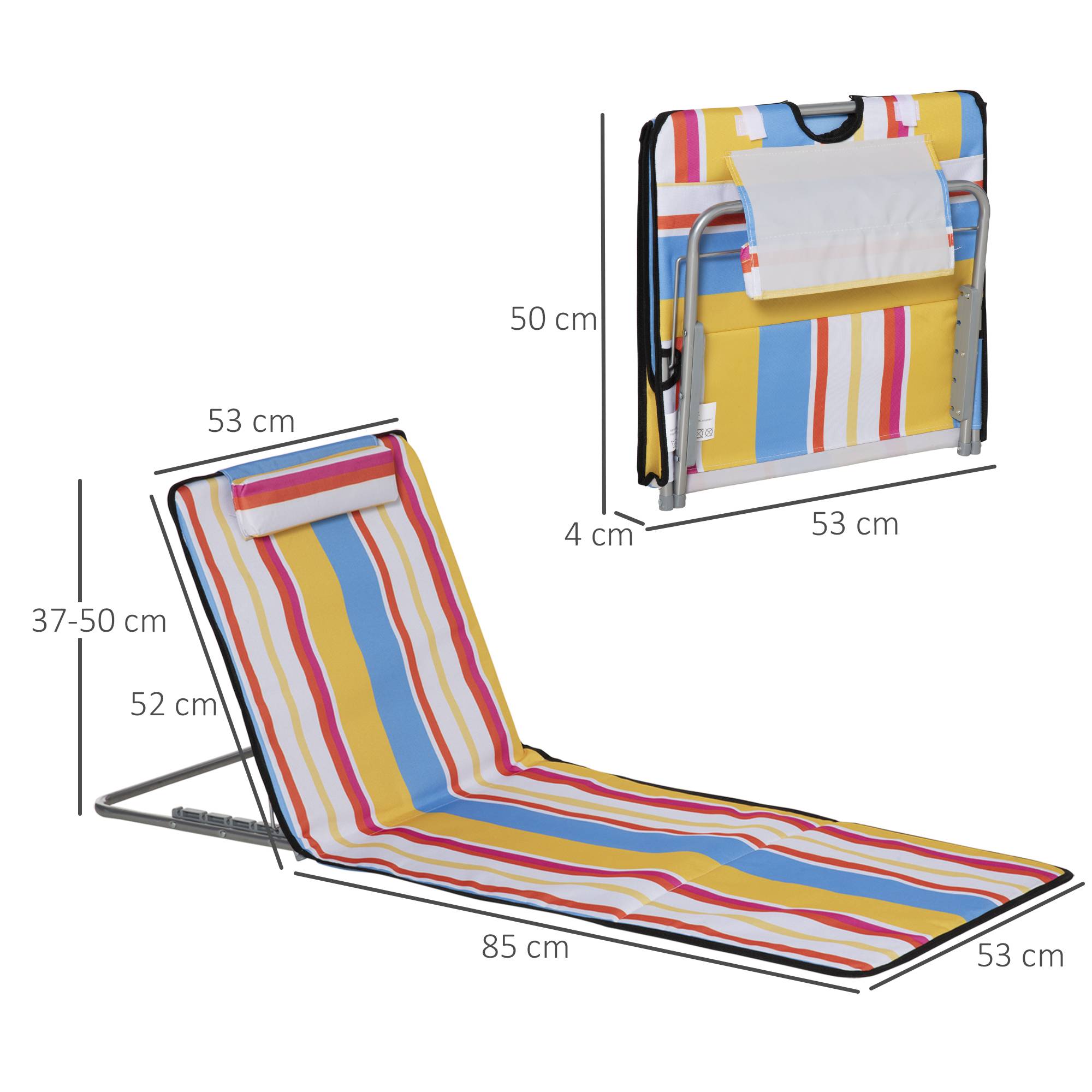Lot de 2 tapis de plage, réglables et pliables, 124 cm (L) x 53 cm (l) x 37-50 cm (H), multicolores - Image 5