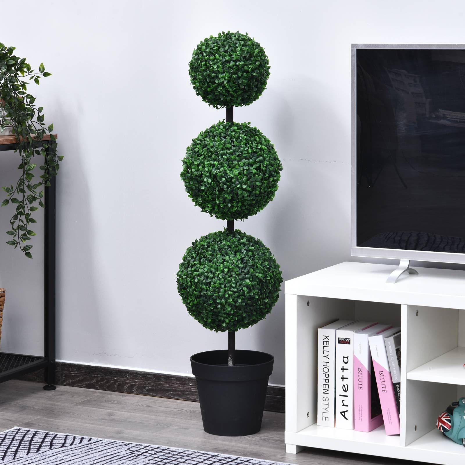 Buis artificiel topiaire plastique aménagement intérieur extérieur 112cm vert - ComfortXL Outdoor Living - Image 3