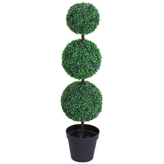 Buis artificiel topiaire plastique aménagement intérieur extérieur 112cm vert - ComfortXL Outdoor Living - Image 2