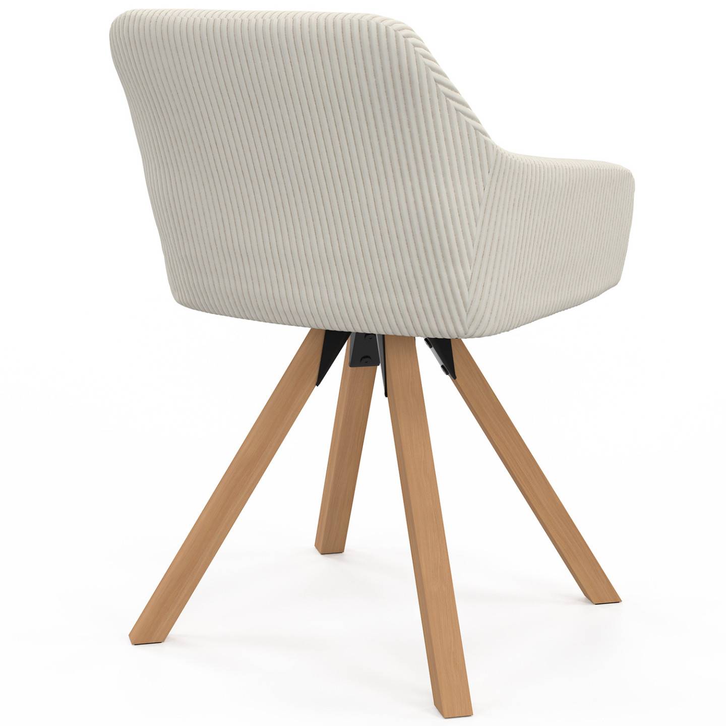Lot de 2 chaises pivotantes de salle à manger, fauteuils de table JANY en velours côtelé beige - Image 4