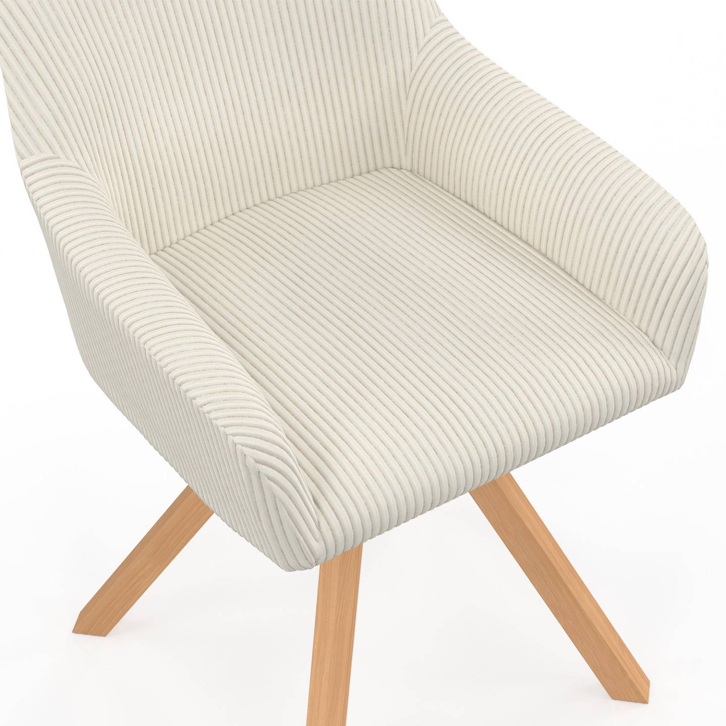 Lot de 2 chaises pivotantes de salle à manger, fauteuils de table JANY en velours côtelé beige - Image 6