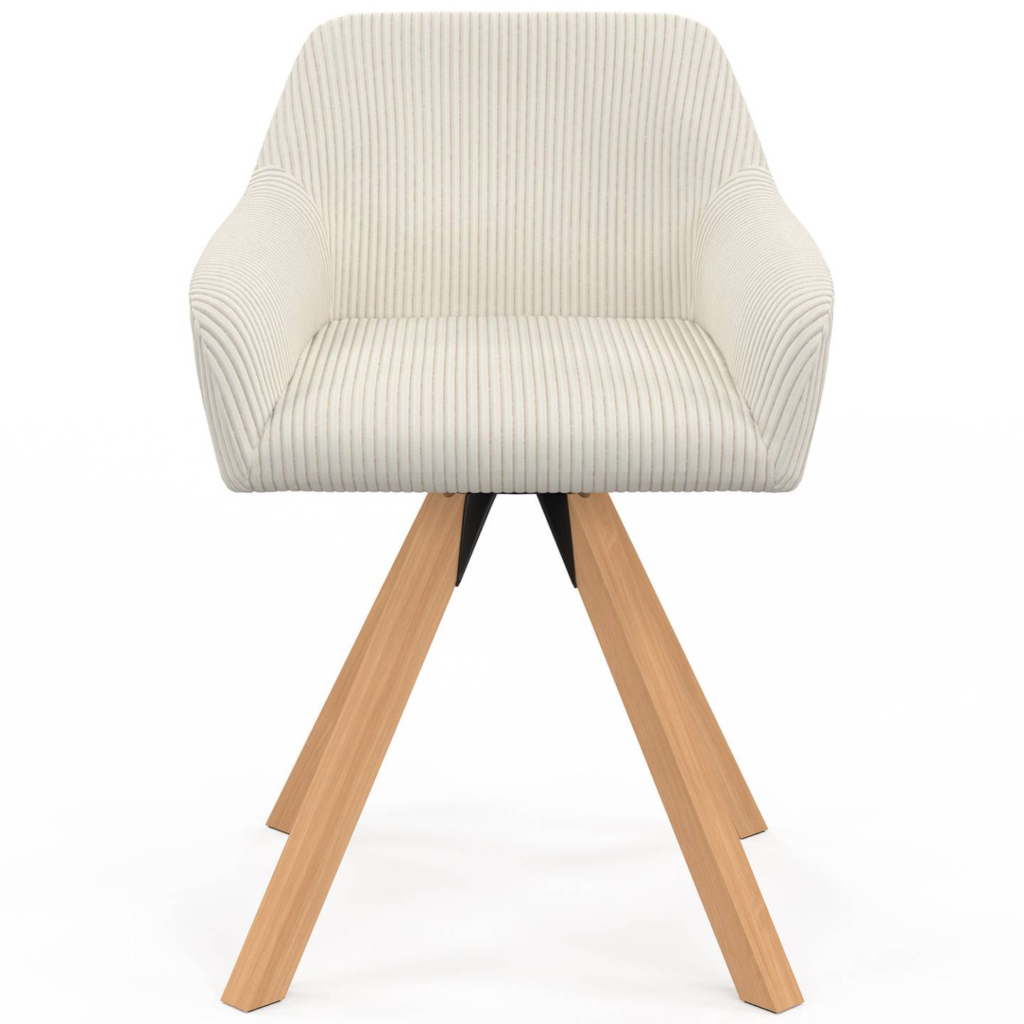 Lot de 2 chaises pivotantes de salle à manger, fauteuils de table JANY en velours côtelé beige - Image 3