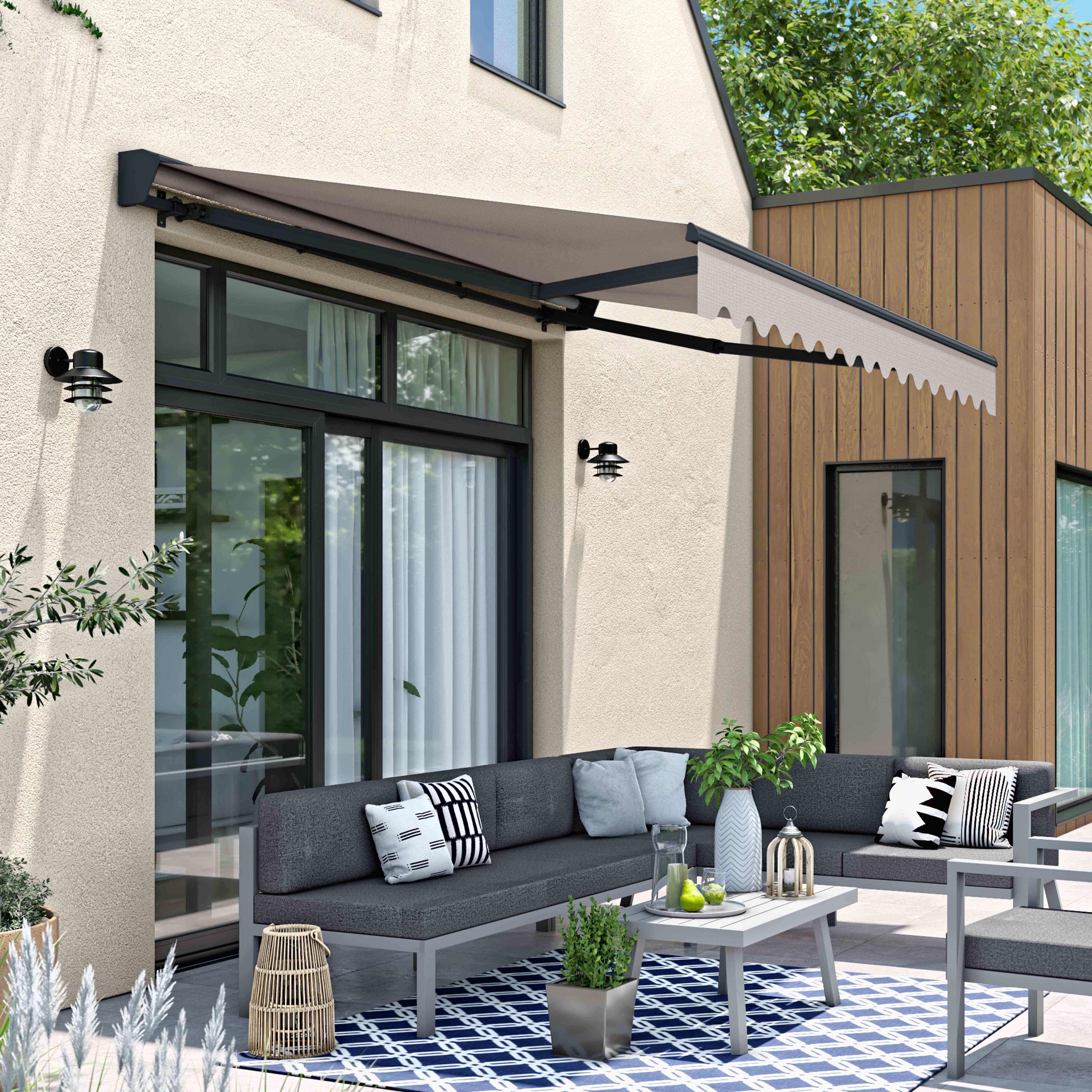 Oviala - Store banne semi-intégral 3x2,5m en aluminium taupe Paimpol - Oviala - Imagen 2
