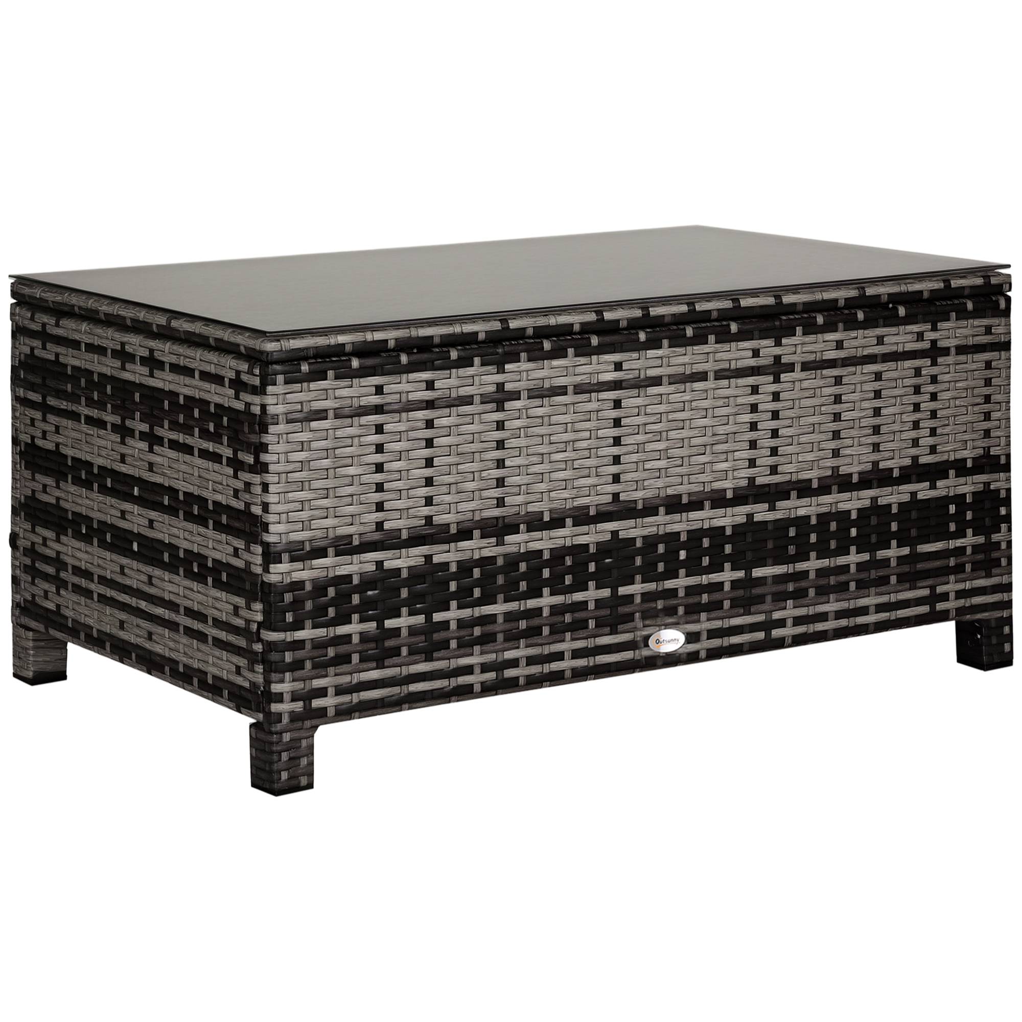 Table basse de jardin résine tressée gris 85 x 50 x 39 cm - PANGIVO