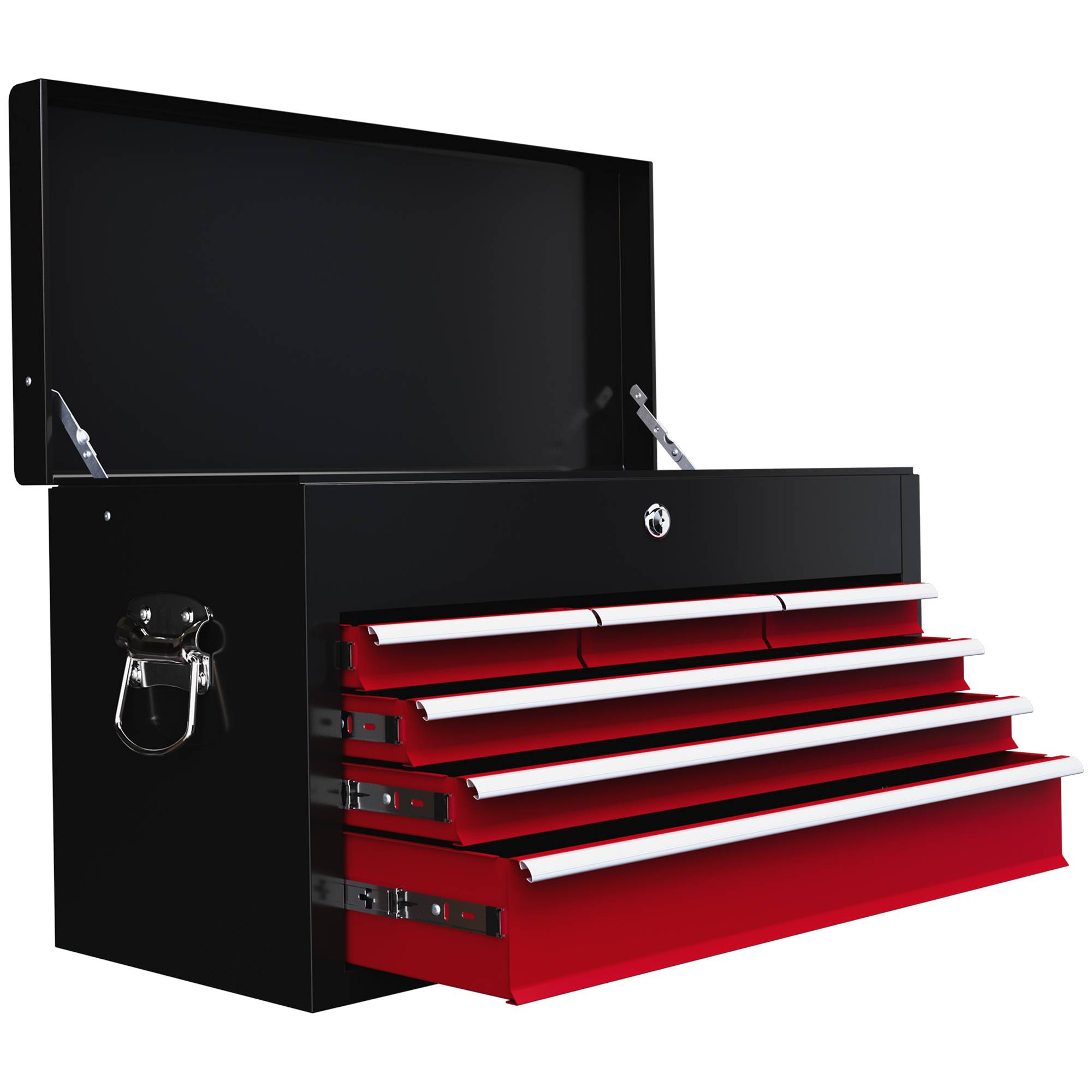 Sans Marque - Boîte à outils, verrouillable, 3 tiroirs, boîtier en acier, 60x26x34cm, rouge+noir - Image 2