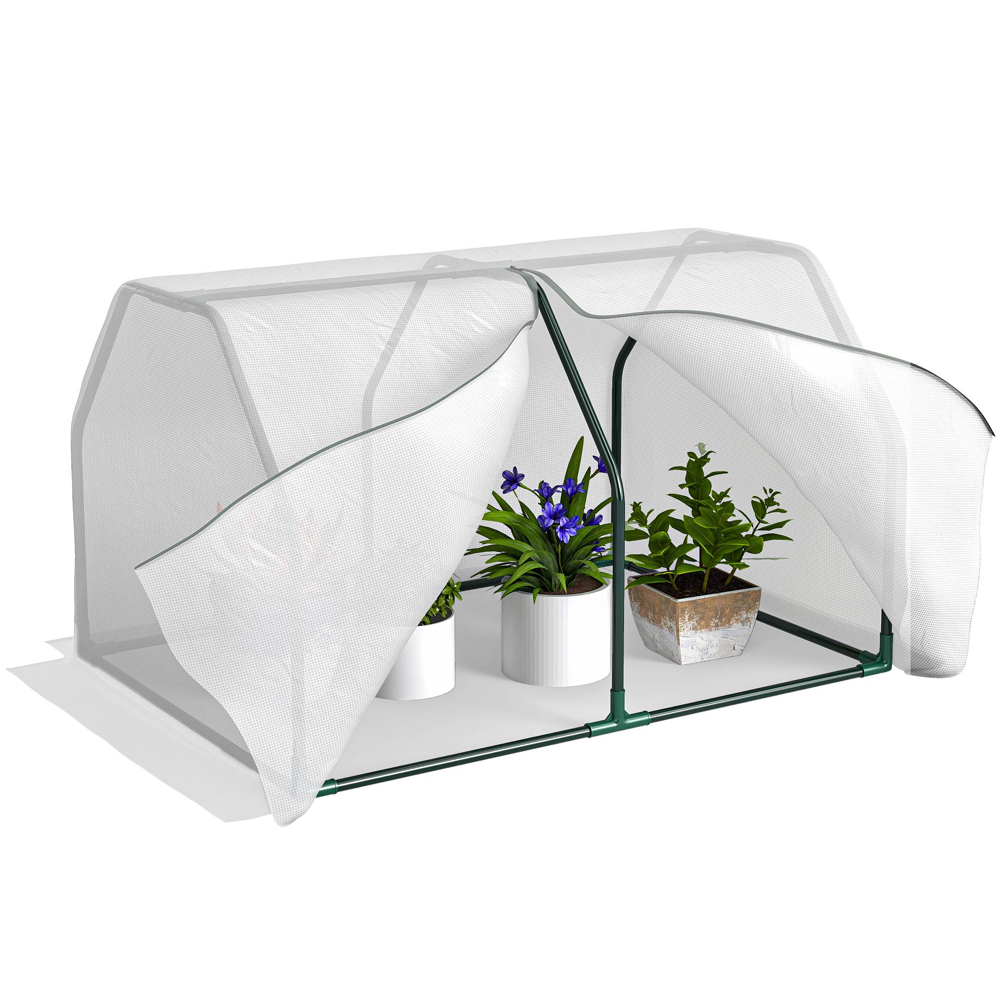 Sans Marque - Mini serre de jardin et de balcon en plastique PE et acier avec fermeture éclair, 99 x 71 x 60 cm - Image 1