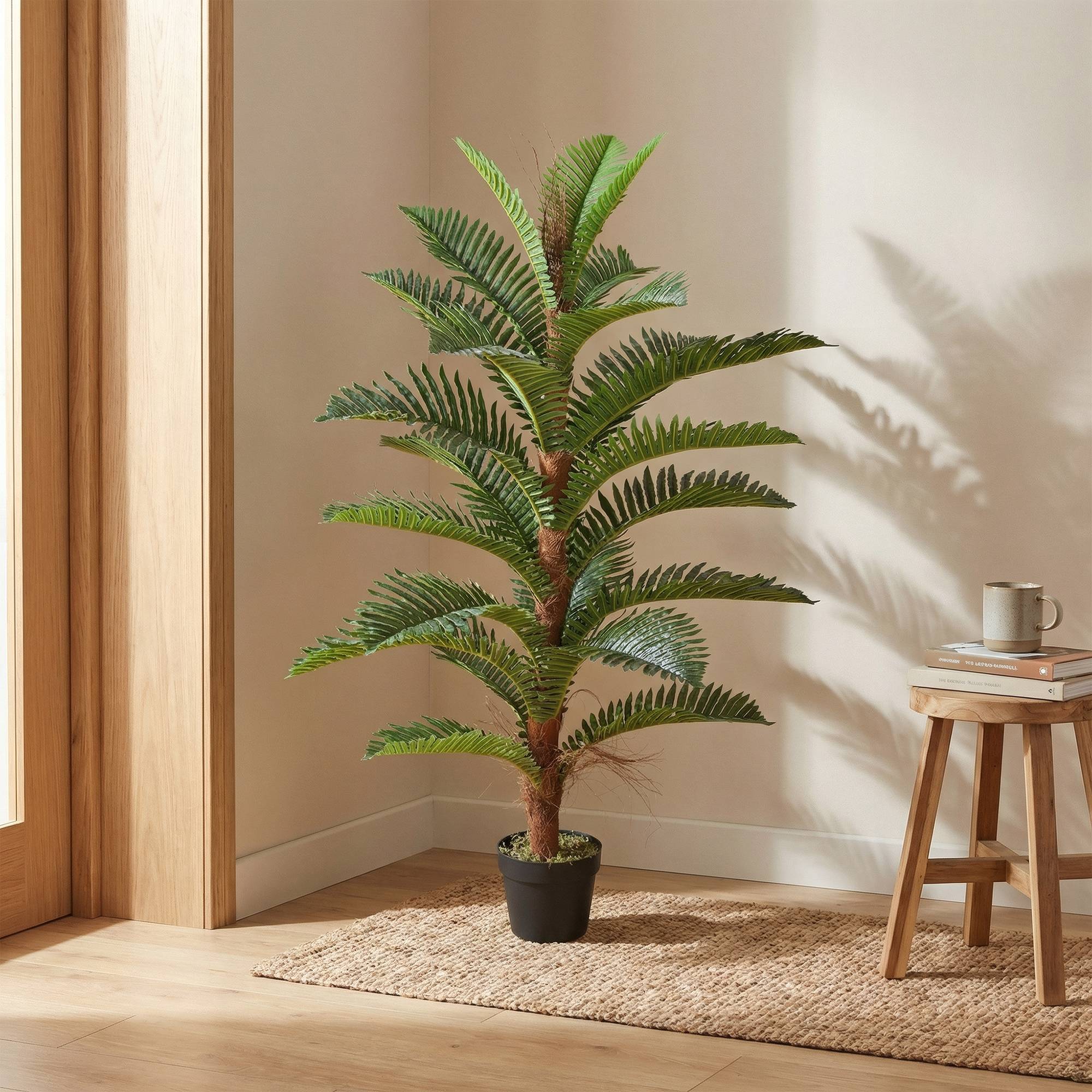 Palmier Artificiel palmier 120 cm avec 24 Feuilles en PEVA, Plante Décorative avec Pot en Plastique, Vert - Image 9