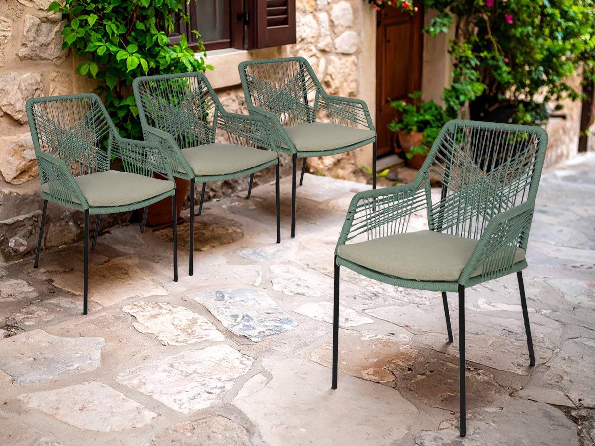 Jardideco - Lot de 4 chaises de jardin Séville vert menthe - Jardideco - Imagen 2