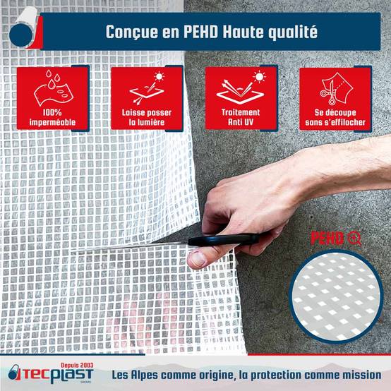 Bâche Agricole 2x3 m TR170AG - Bâche Armée Transparente - Haute Qualité - Imperméable - Résistance Anti-UV TECPLAST - Image 3