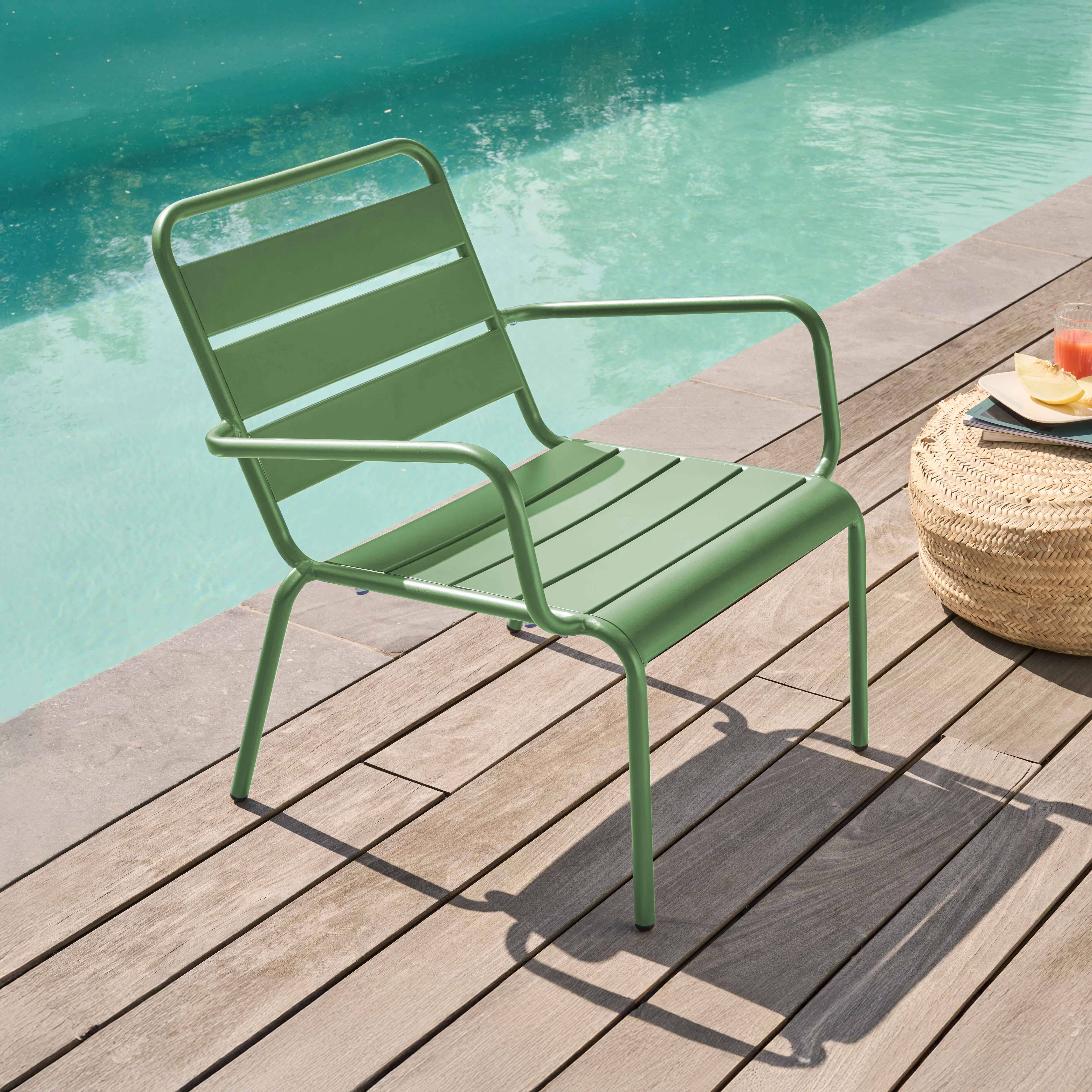 Oviala - Fauteuil de jardin bas relax acier vert cactus  Palavas - Oviala - Image 2