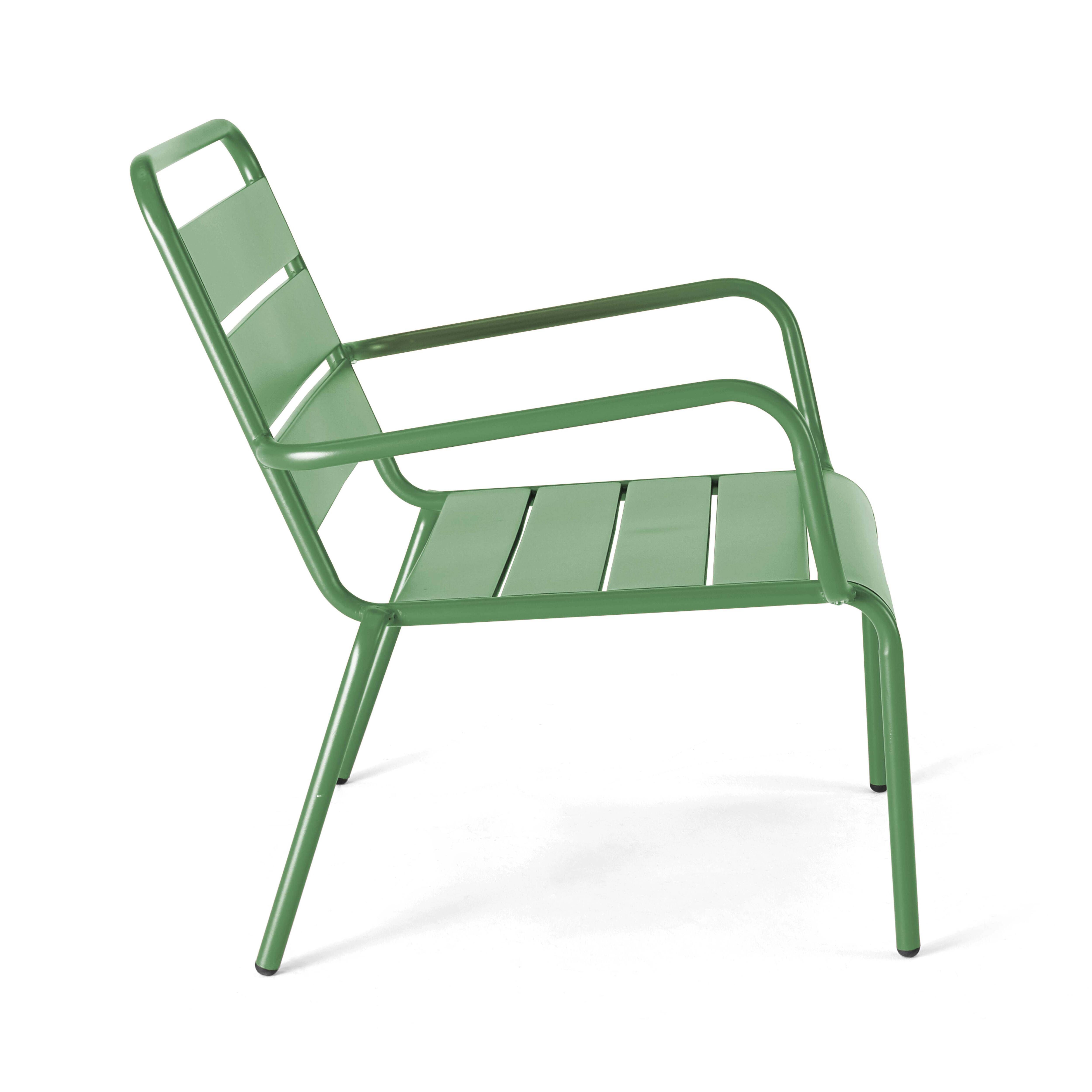 Oviala - Fauteuil de jardin bas relax acier vert cactus  Palavas - Oviala - Image 4