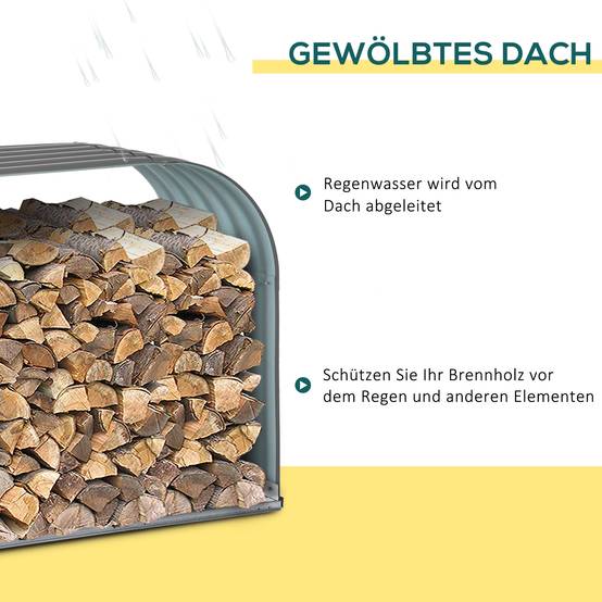 Abri Bûches Acier Extérieur Range Bois Chauffage Grande Capacité Gris 212cm - ComfortXL Outdoor Living - Image 4